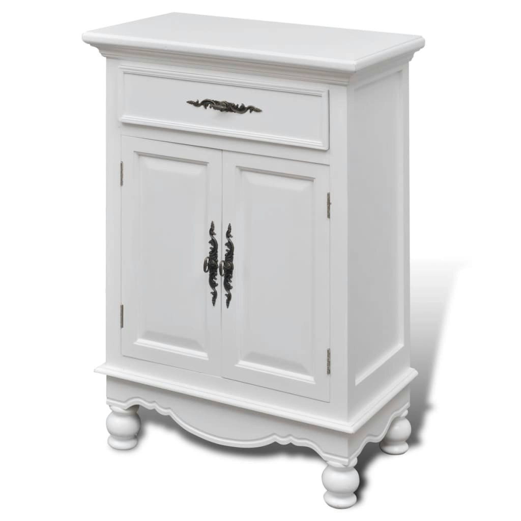 Wooden Cabinet with 2 Doors 1 Drawer White 241375