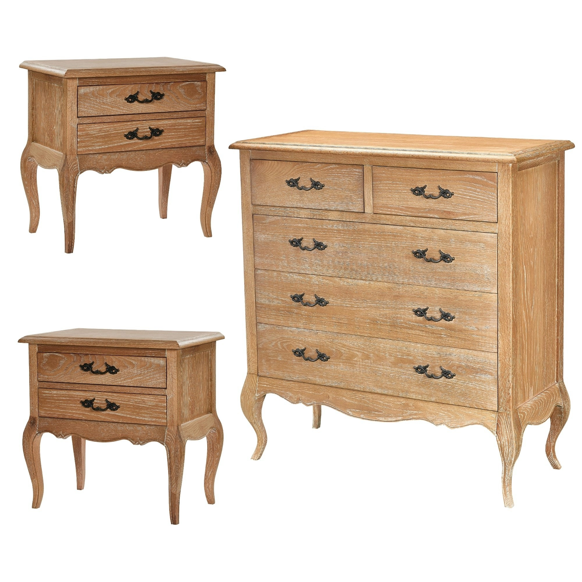 Bali 3pc Bedside Tallboy Set Oak