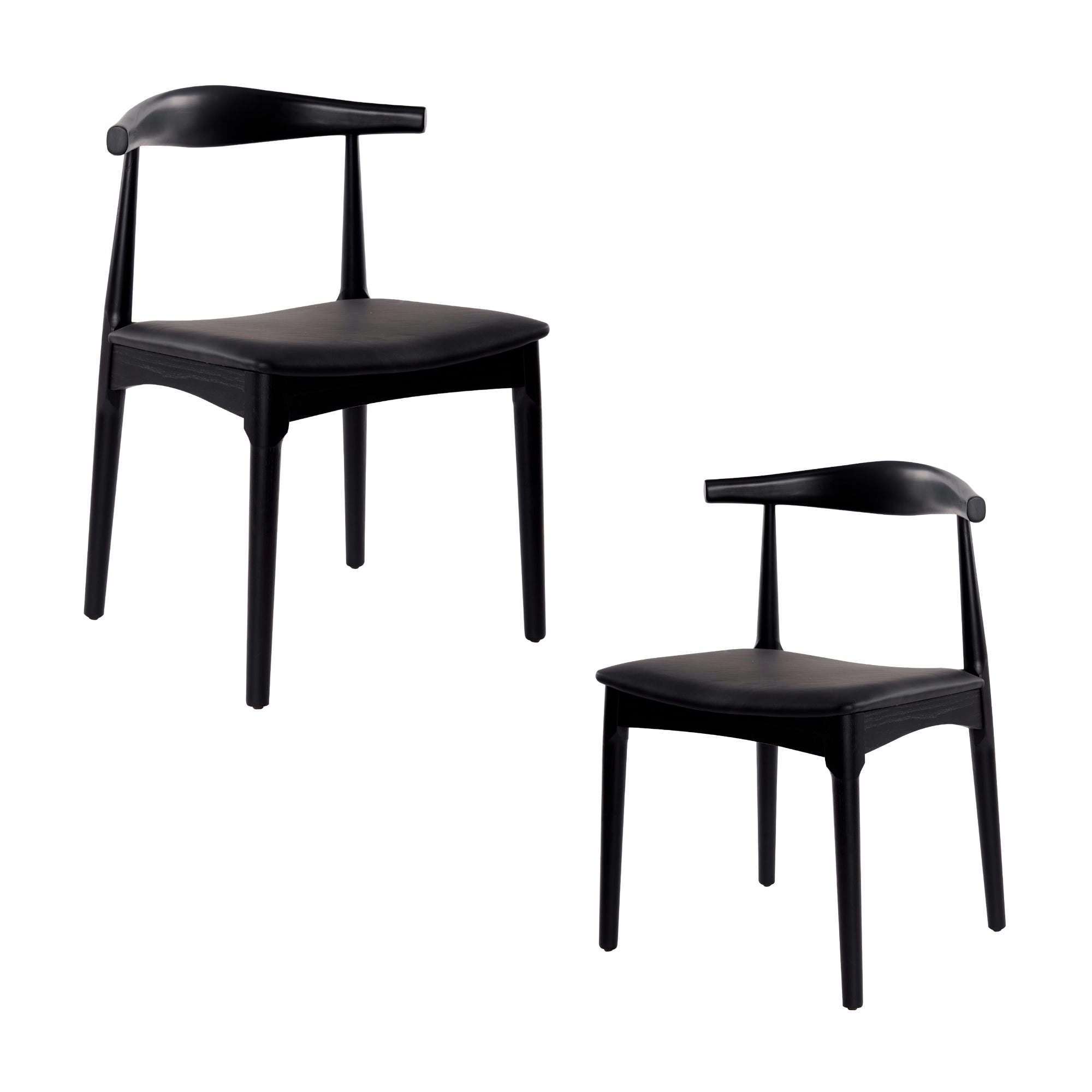 Henrik 2pc Set Dining Chair Replica Hans Wenger Elbow Black