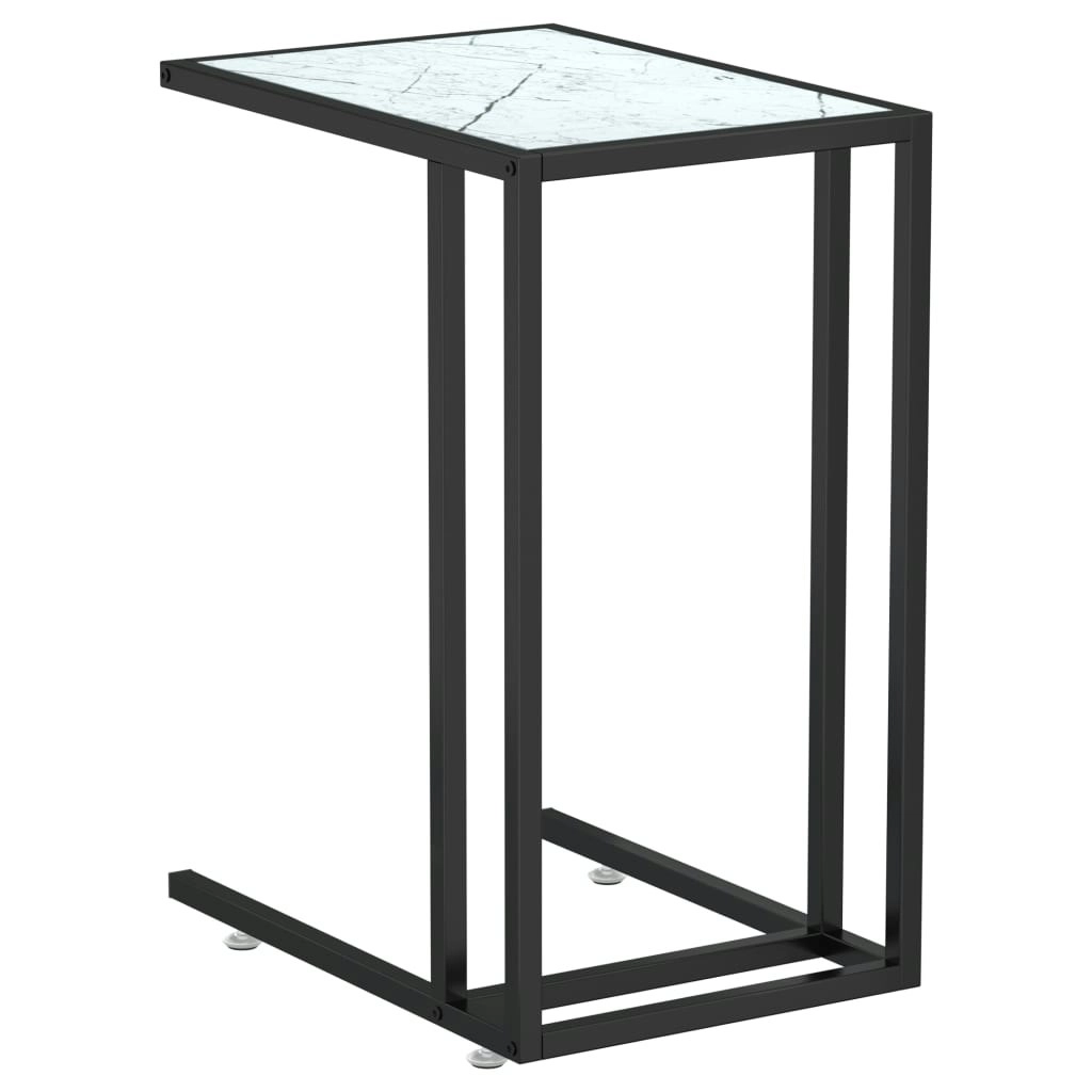 Computer Side Table White Marble 50x35x65 cm Tempered Glass 331652