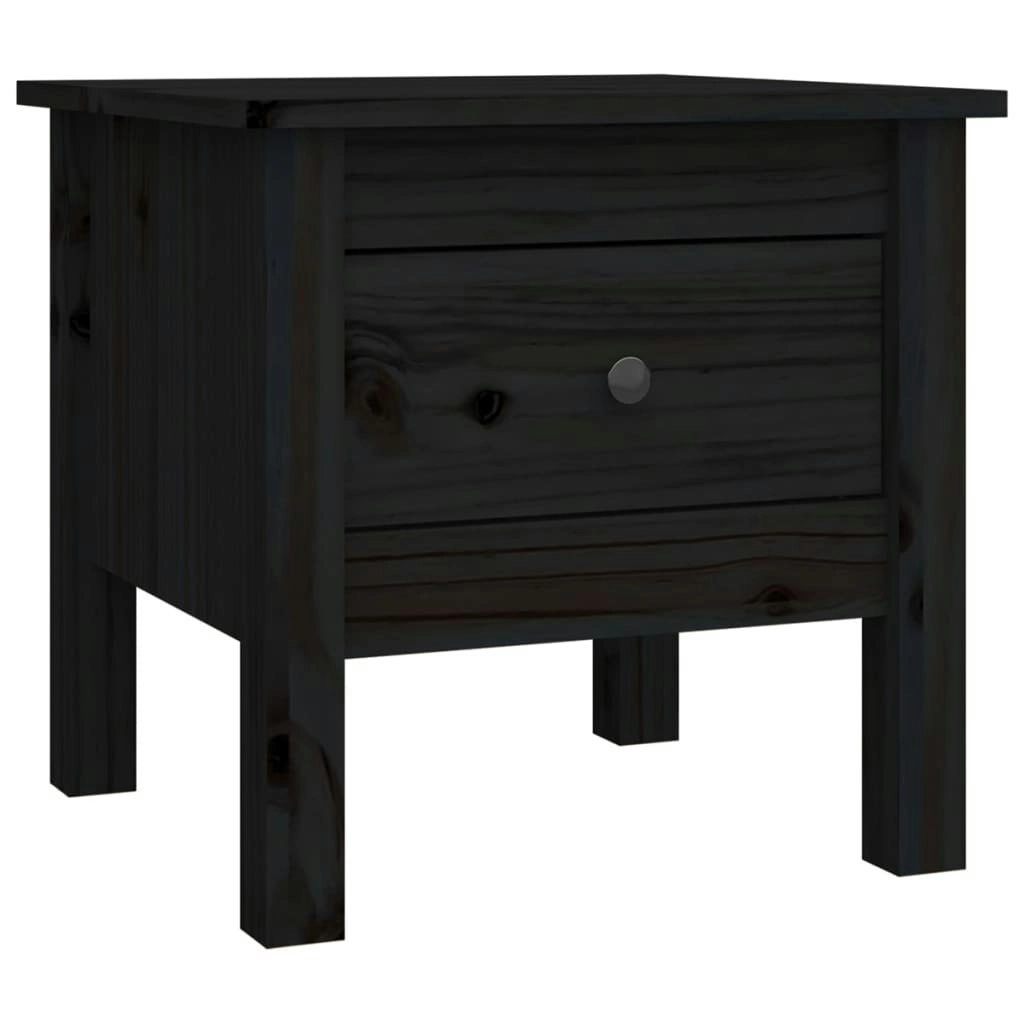 Side Table Black 40x40x39 cm Solid Wood Pine 813792