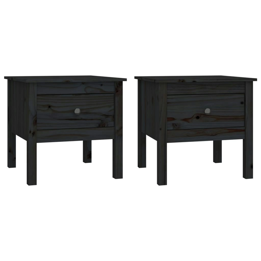 Side Tables 2 pcs Black 50x50x49 cm Solid Wood Pine 813803