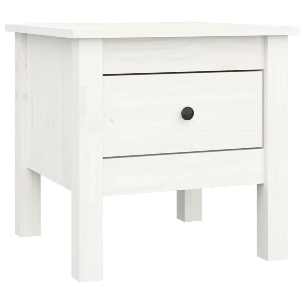 Side Table White 40x40x39 cm Solid Wood Pine 813786