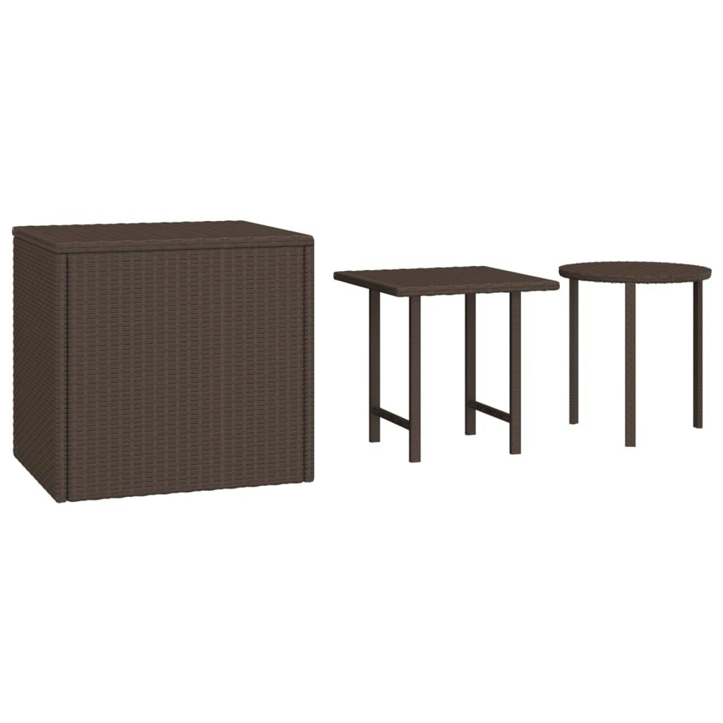 Side Tables 3 pcs Brown Poly Rattan 319387