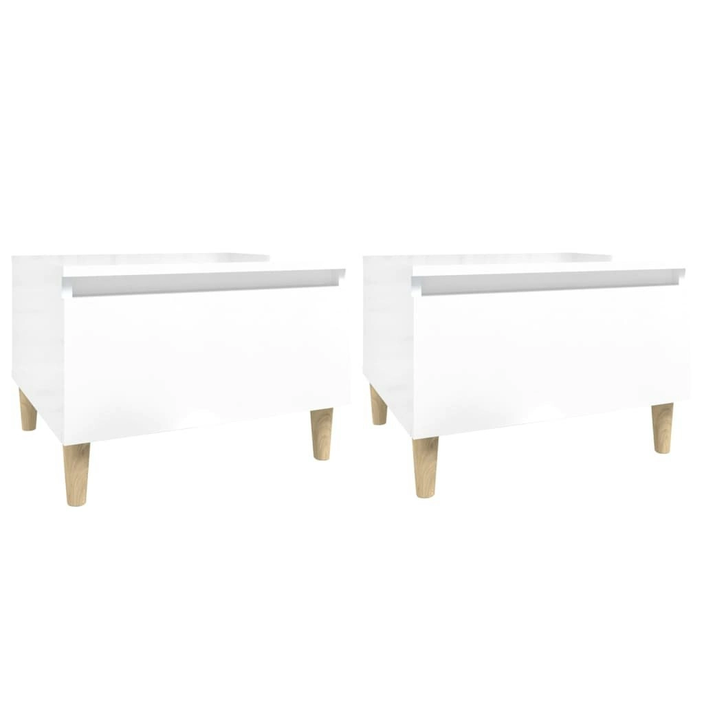 Side Tables 2 pcs High Gloss White 50x46x35 cm Engineered Wood 819505