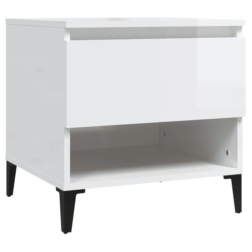 Side Table High Gloss White 50x46x50 cm Engineered Wood 819552