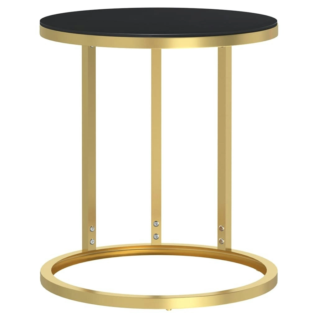 Side Table Gold and Black 45 cm Tempered Glass 331662