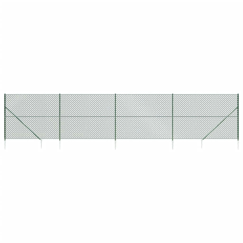 Chain Link Fence with Spike Anchors Green 1.6x10 m 153924