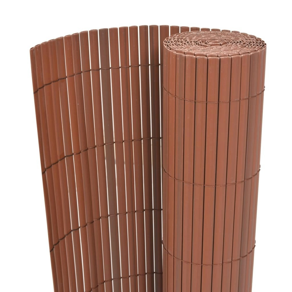 Double-Sided Garden Fence PVC 90x300 cm Brown 43625