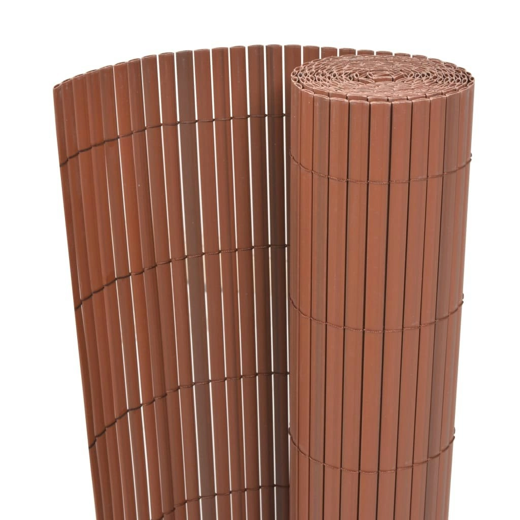 Double-Sided Garden Fence PVC 90x500 cm Brown 43630