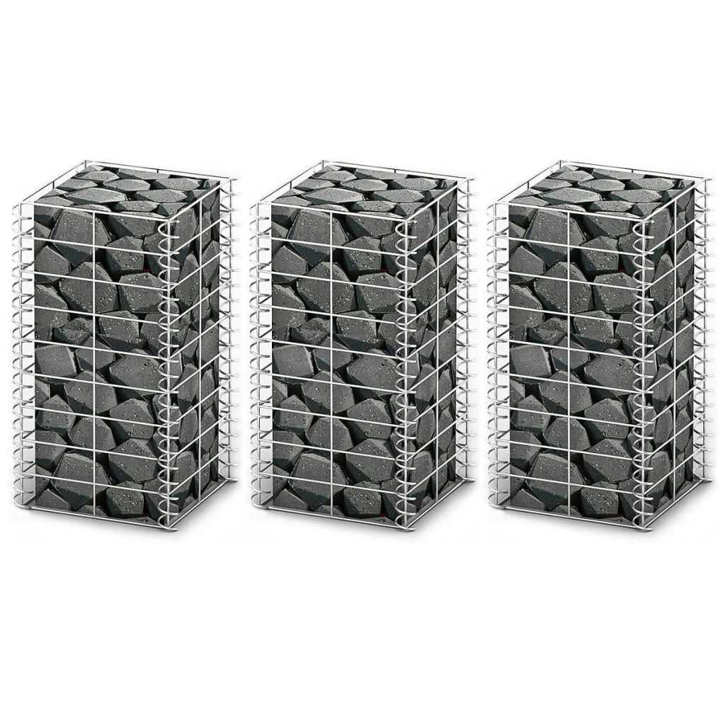 Gabion Set 3 pcs Galvanised Wire 25x25x50 cm 141044