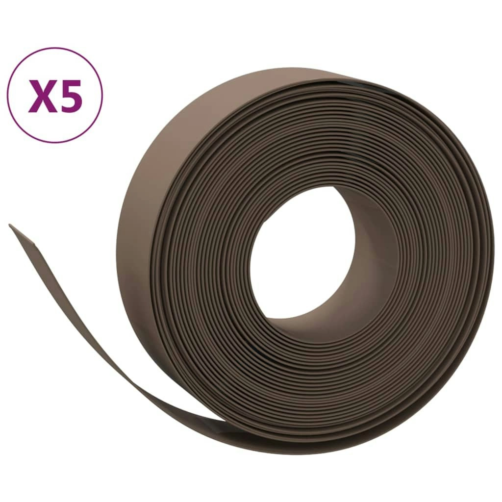 Garden Edgings 5 pcs Brown 10 m 15 cm Polyethylene 3155451