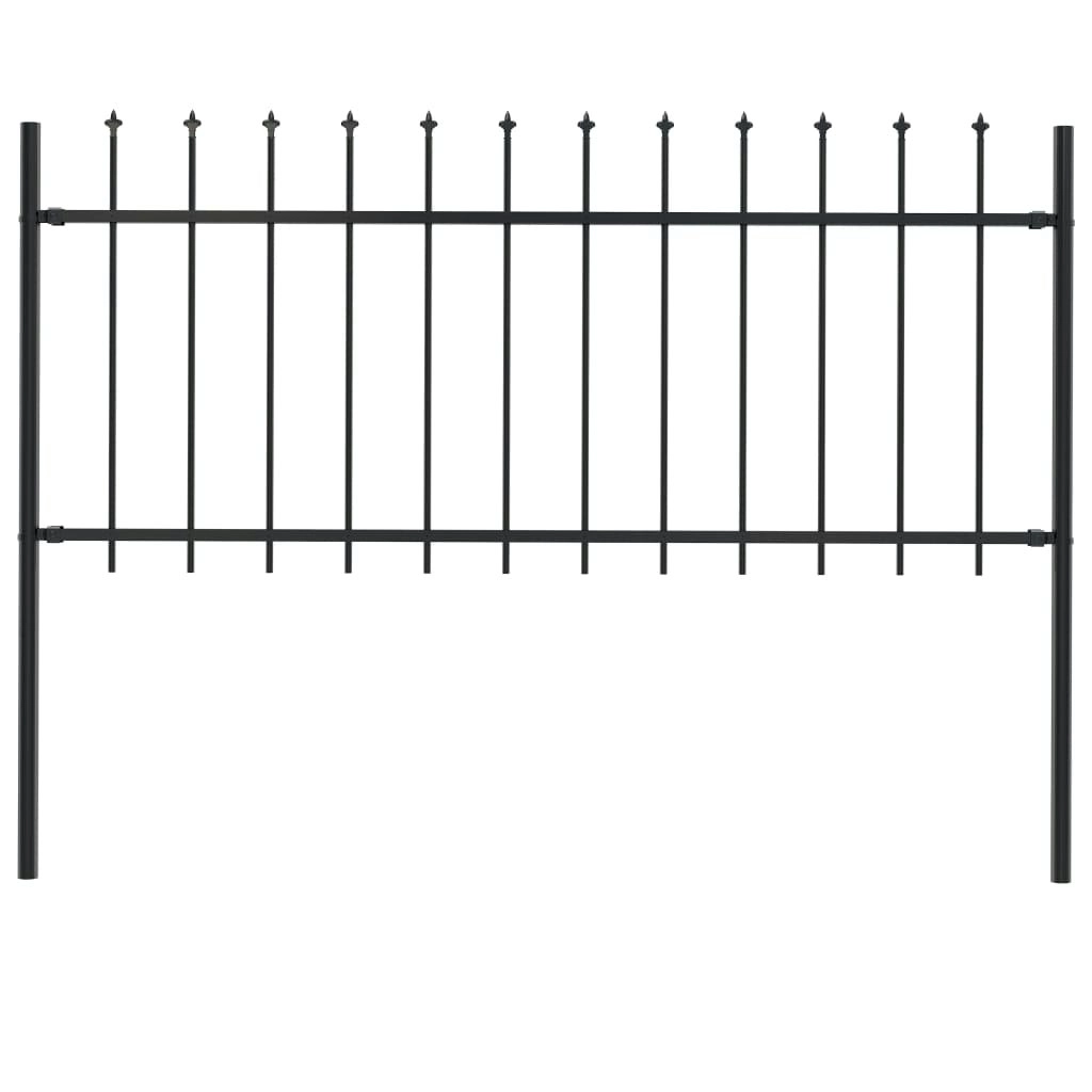 Garden Fence with Spear Top Steel 1.7 m Black 144924