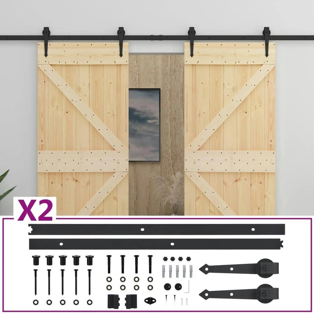 Sliding Door with Hardware Set 100x210 cm Solid Pine Wood 3057596