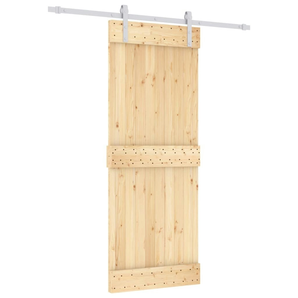 Sliding Door with Hardware Set 80x210 cm Solid Wood Pine 3203009