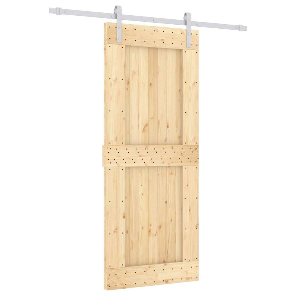 Sliding Door with Hardware Set 85x210 cm Solid Wood Pine 3203014