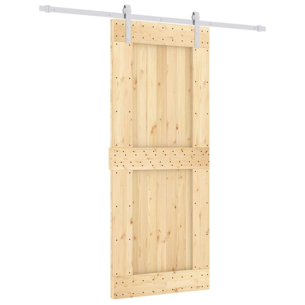 Sliding Door with Hardware Set 85x210 cm Solid Wood Pine 3203034