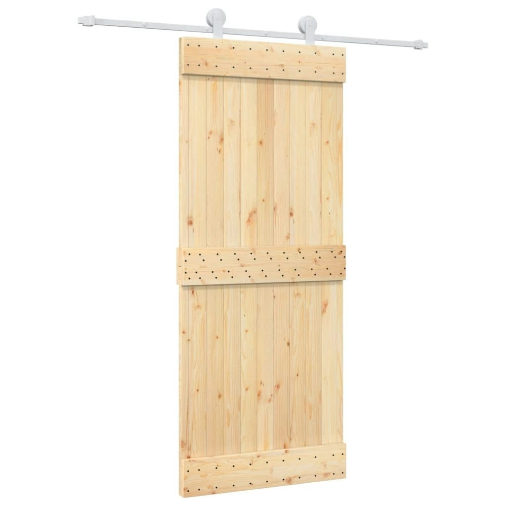 Sliding Door with Hardware Set 85x210 cm Solid Wood Pine 3203088