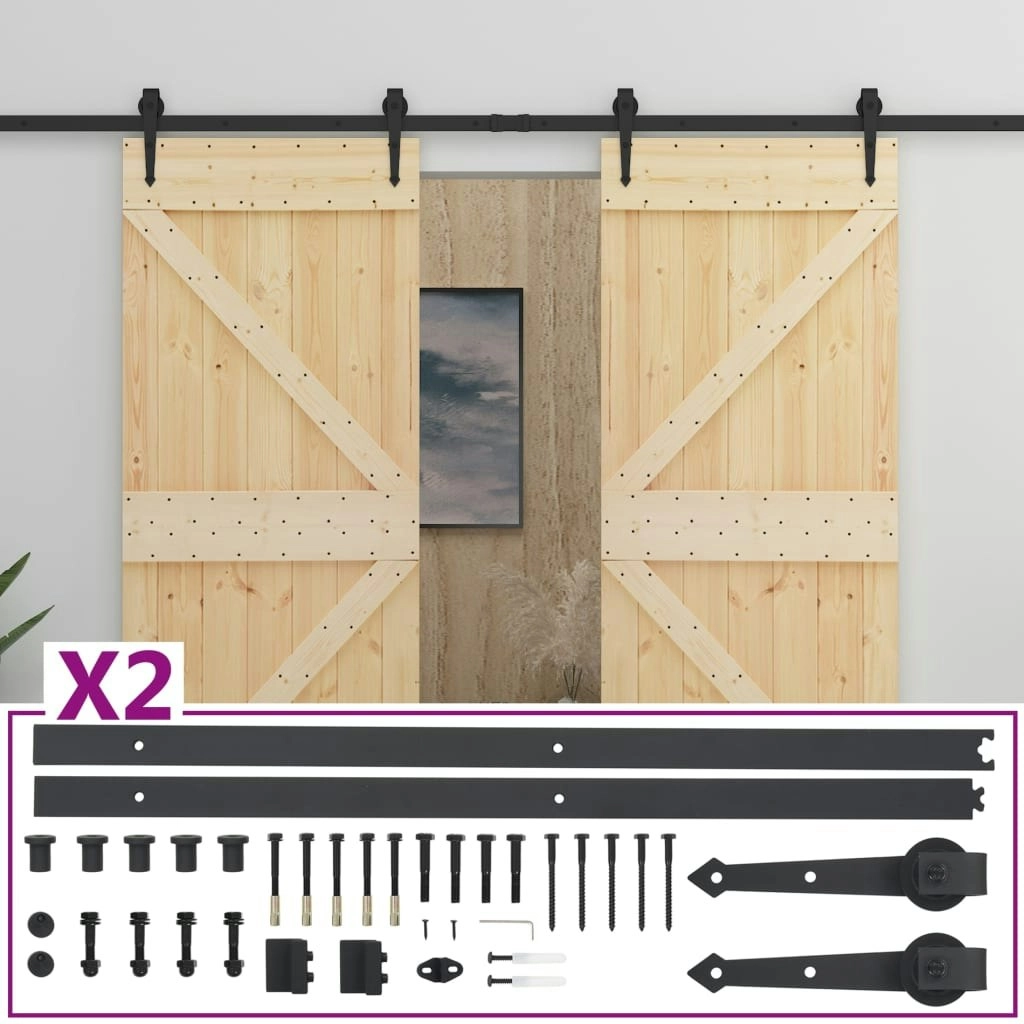 Sliding Door with Hardware Set 90x210 cm Solid Pine Wood 3057588