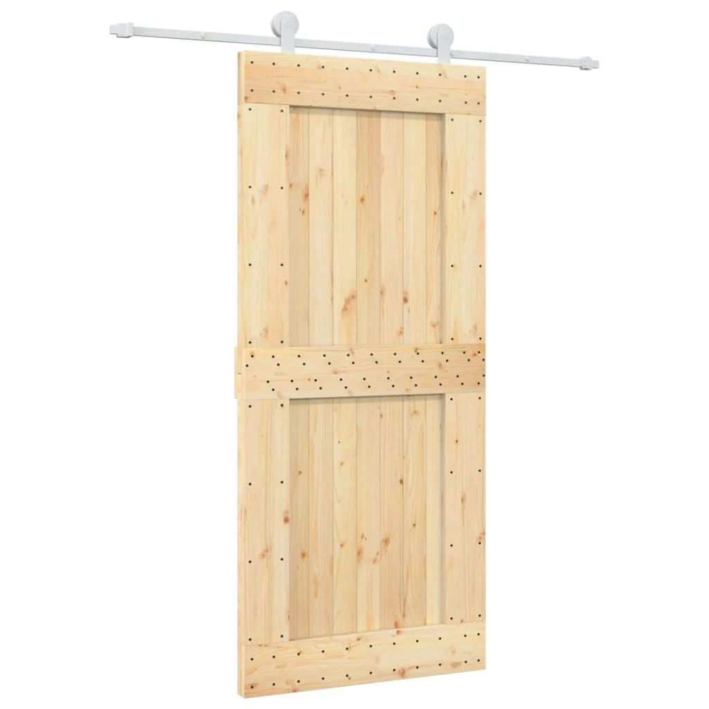 Sliding Door with Hardware Set 90x210 cm Solid Wood Pine 3203093