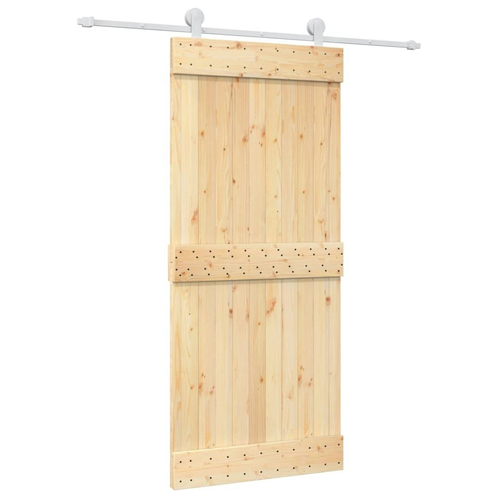 Sliding Door with Hardware Set 90x210 cm Solid Wood Pine 3203089