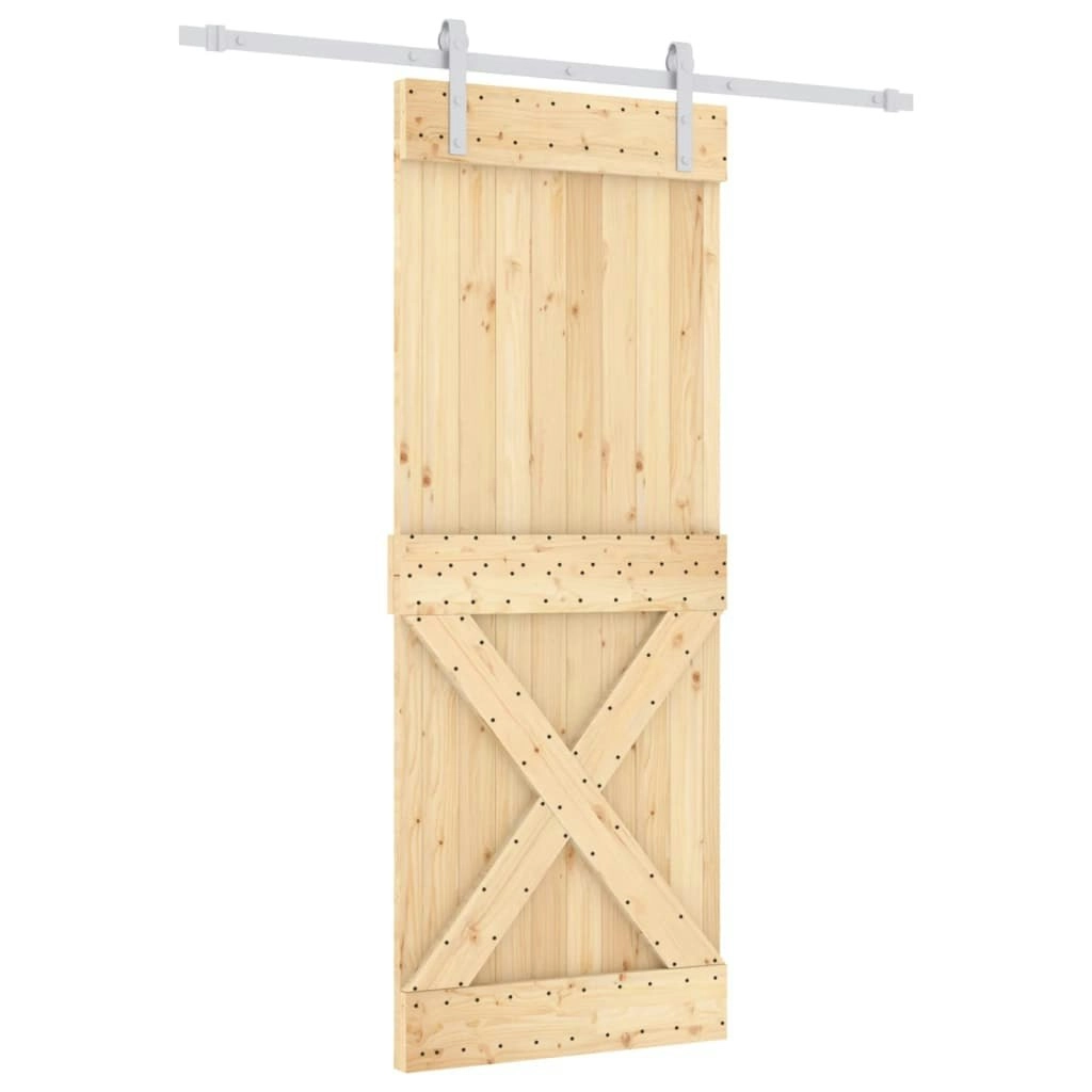 Sliding Door with Hardware Set 80x210 cm Solid Wood Pine 3203017