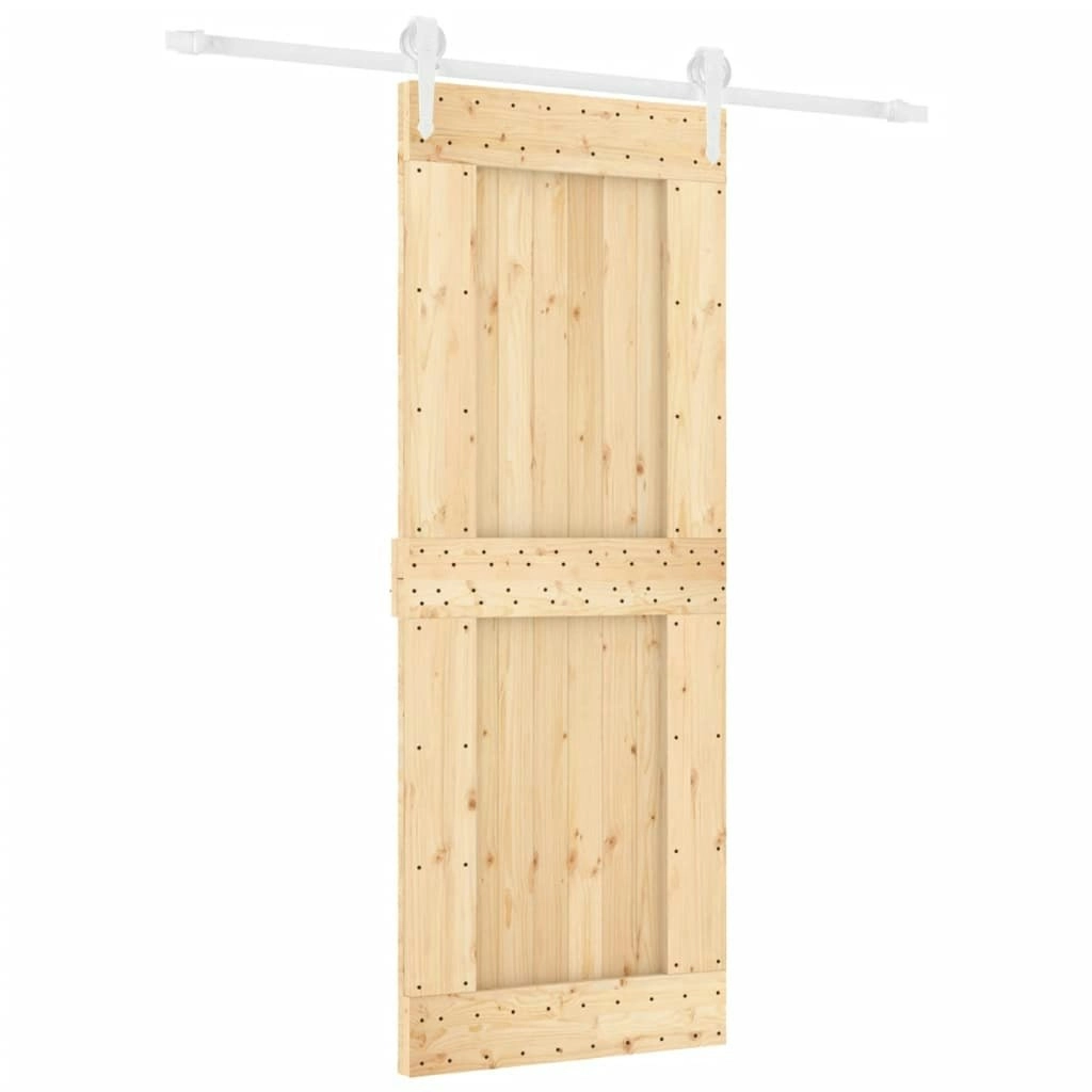 Sliding Door with Hardware Set 80x210 cm Solid Wood Pine 3203220