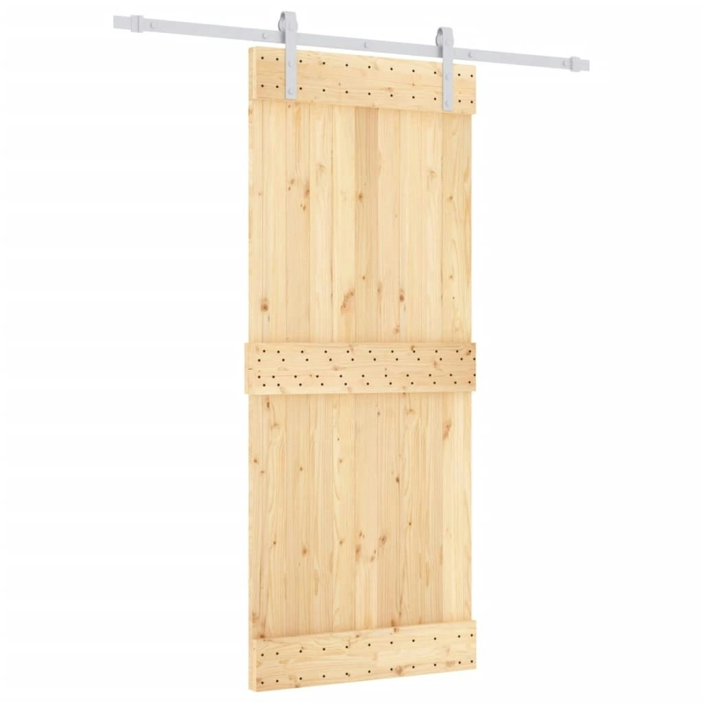 Sliding Door with Hardware Set 85x210 cm Solid Wood Pine 3203010