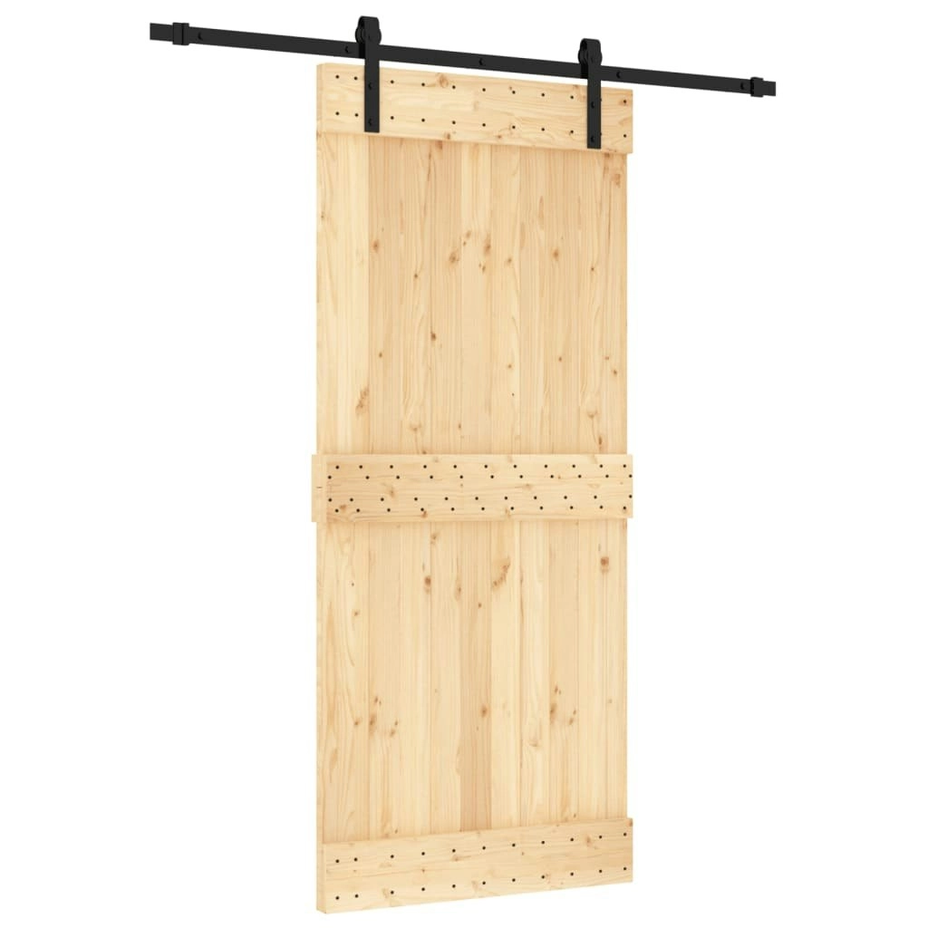 Sliding Door with Hardware Set 90x210 cm Solid Wood Pine 3202974