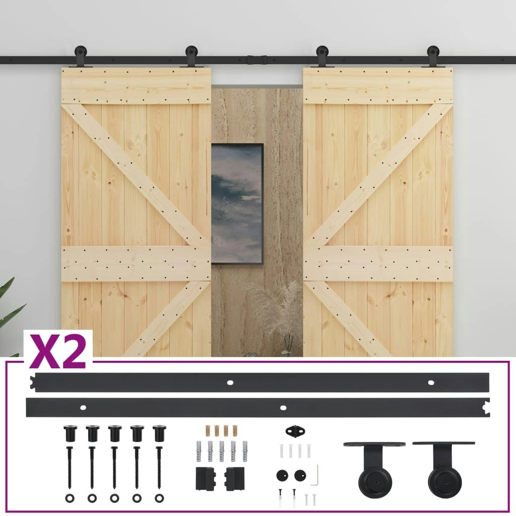 Sliding Door with Hardware Set 90x210 cm Solid Pine Wood 3057593