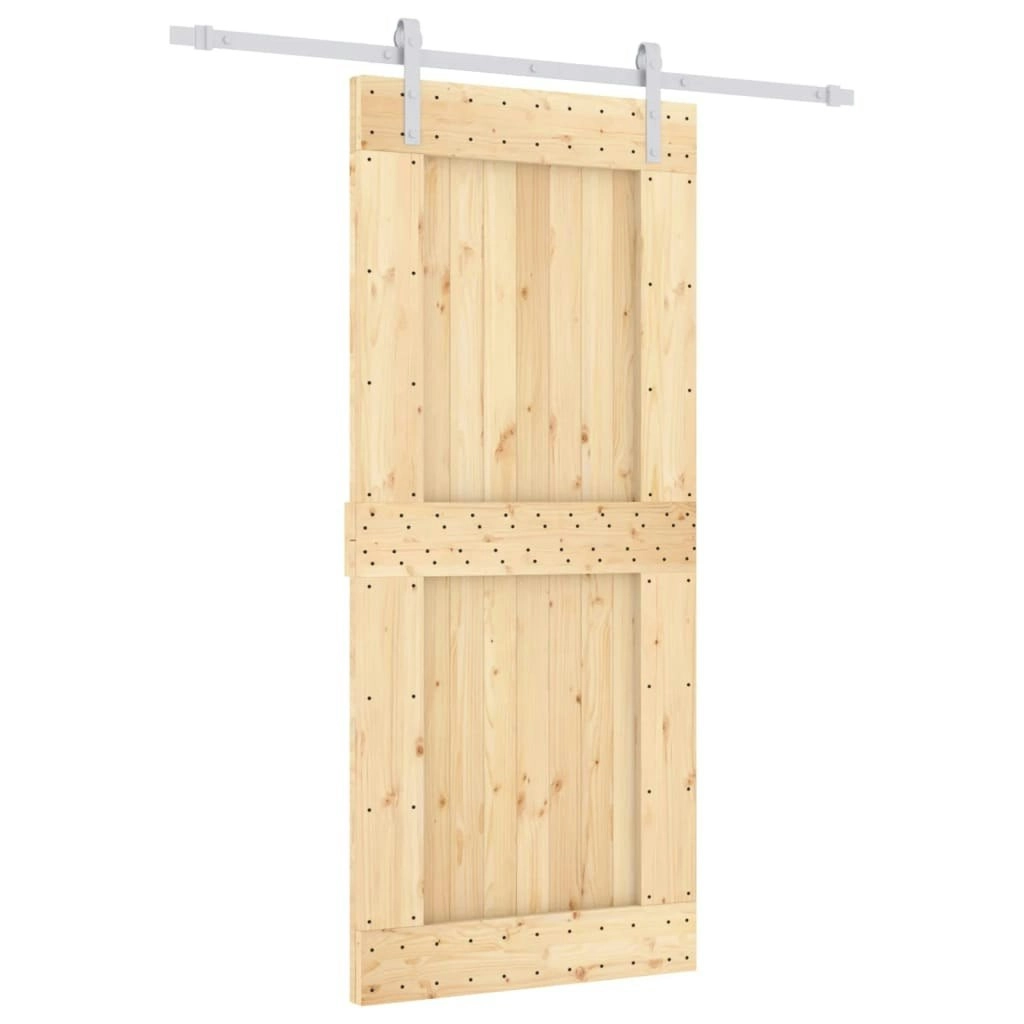 Sliding Door with Hardware Set 90x210 cm Solid Wood Pine 3203015