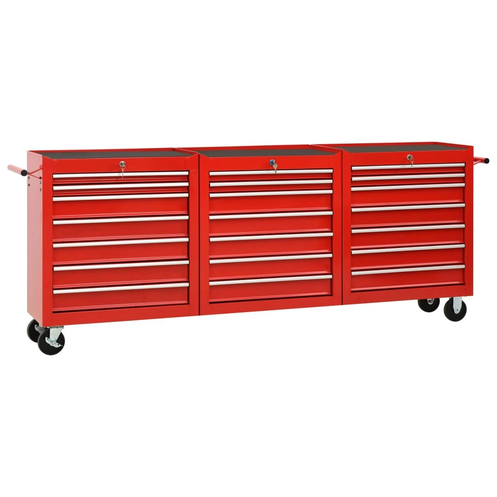 Tool Trolley with 21 Drawers Steel Red 3056738