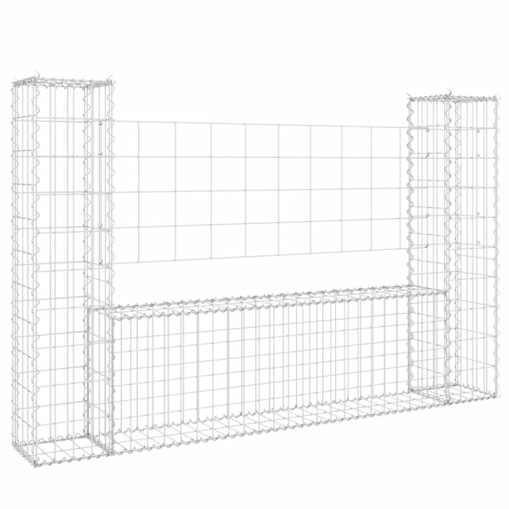 U-shape Gabion Basket with 2 Posts Iron 140x20x100 cm 151275