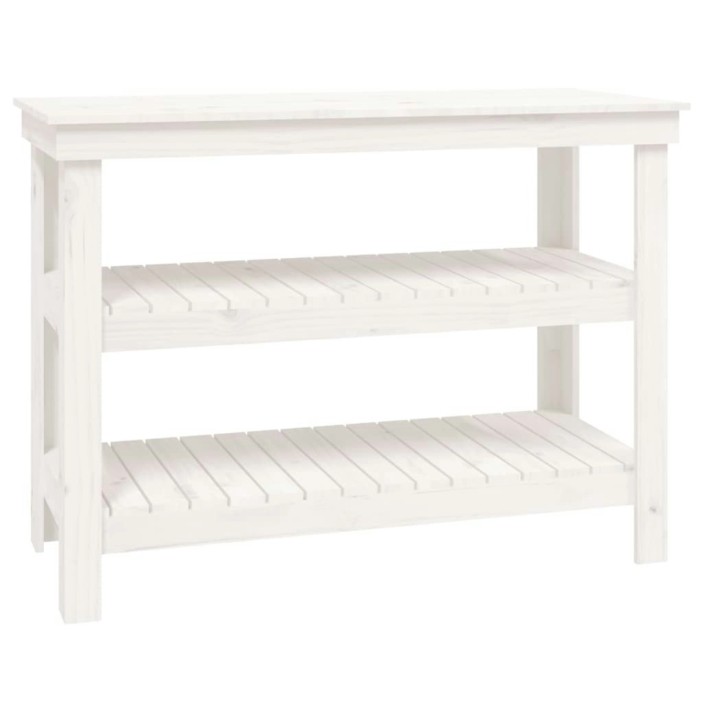 Work Bench White 110.5x50x80 cm Solid Wood Pine 823645