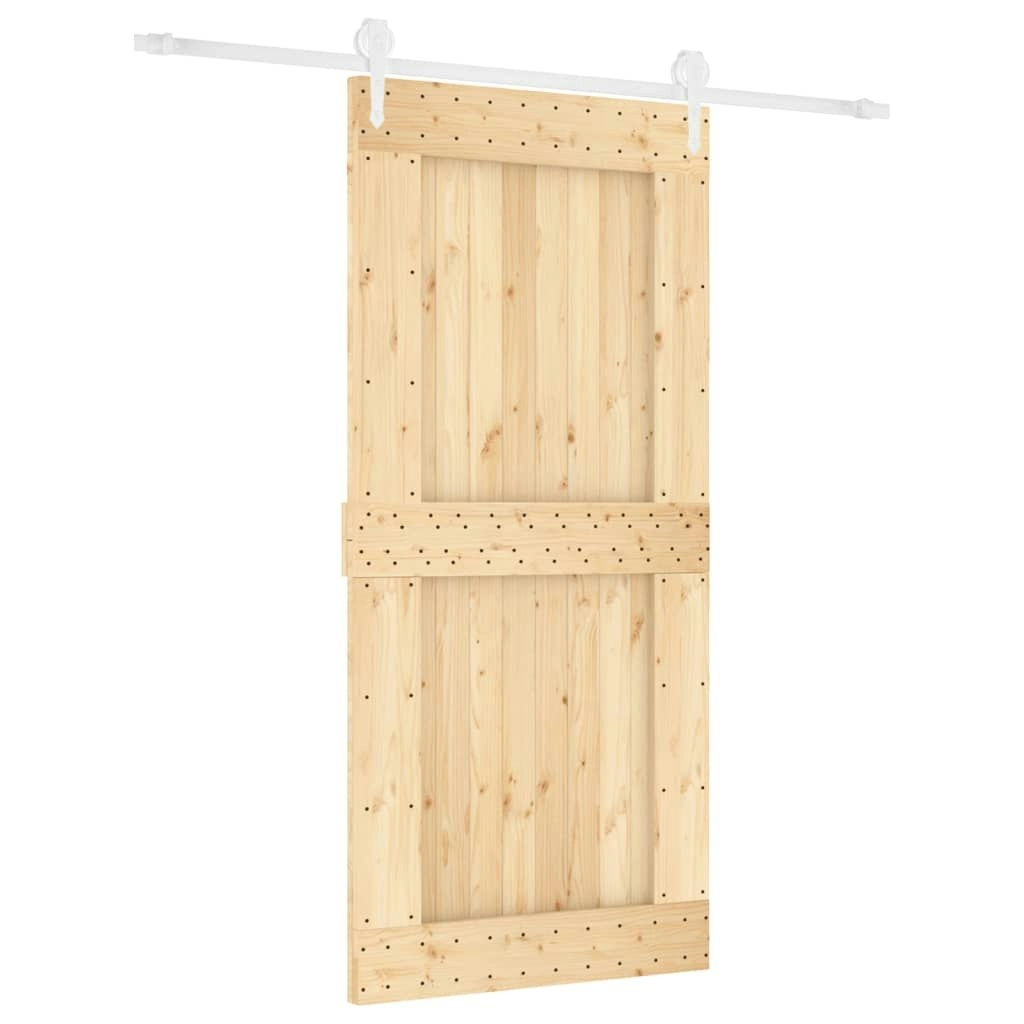 Sliding Door with Hardware Set 95x210 cm Solid Wood Pine 3203264