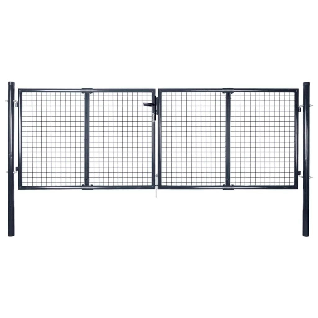 Mesh Garden Gate Galvanised Steel 289x100 cm Grey 143363