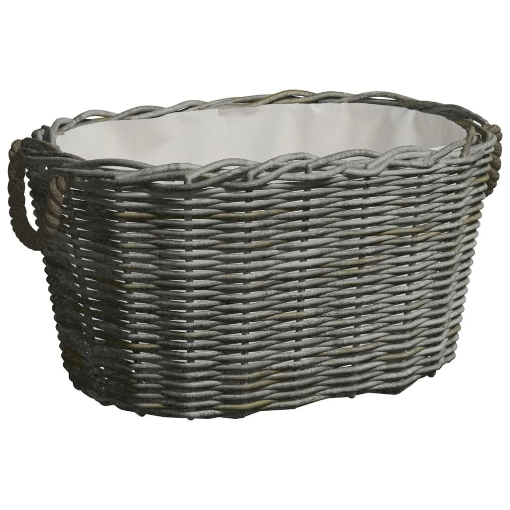 Firewood Basket with Carrying Handles 59x42x28 cm Grey Willow 286985