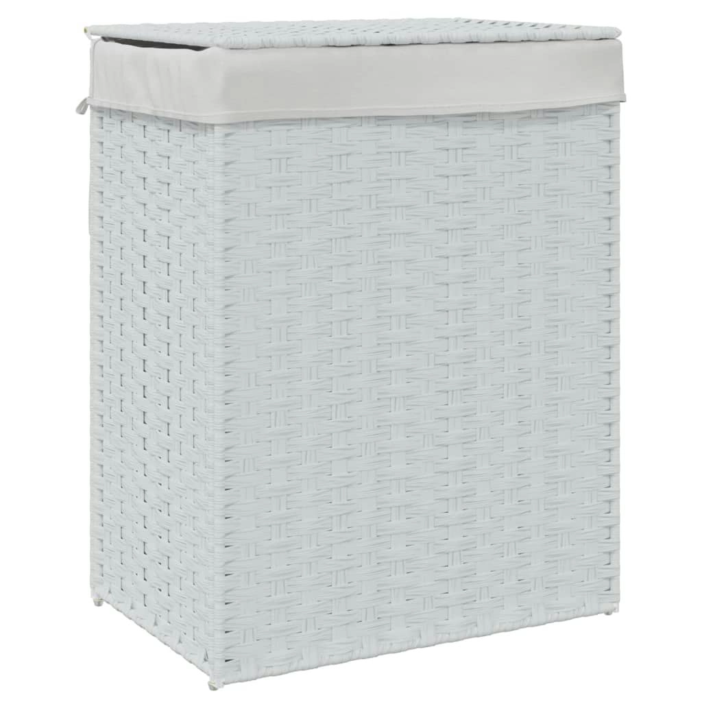 Laundry Basket with Lid White 46x33x60 cm Poly Rattan 372033