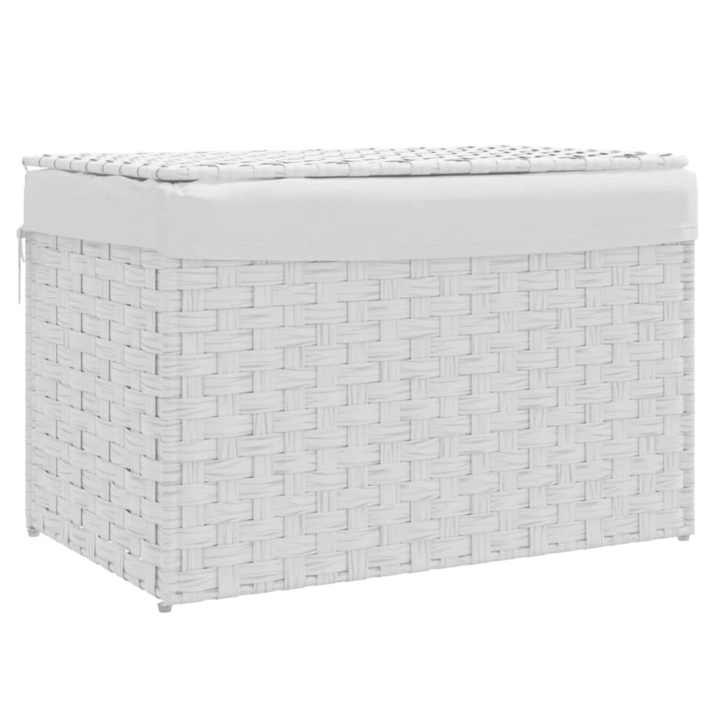 Laundry Basket with Lid White 55.5x35x34 cm Poly Rattan 372053