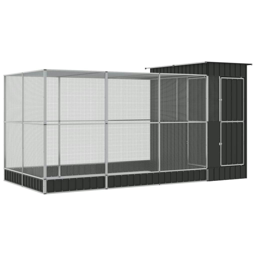 Aviary with Extension Silver 416x203x216 cm Steel 3214258