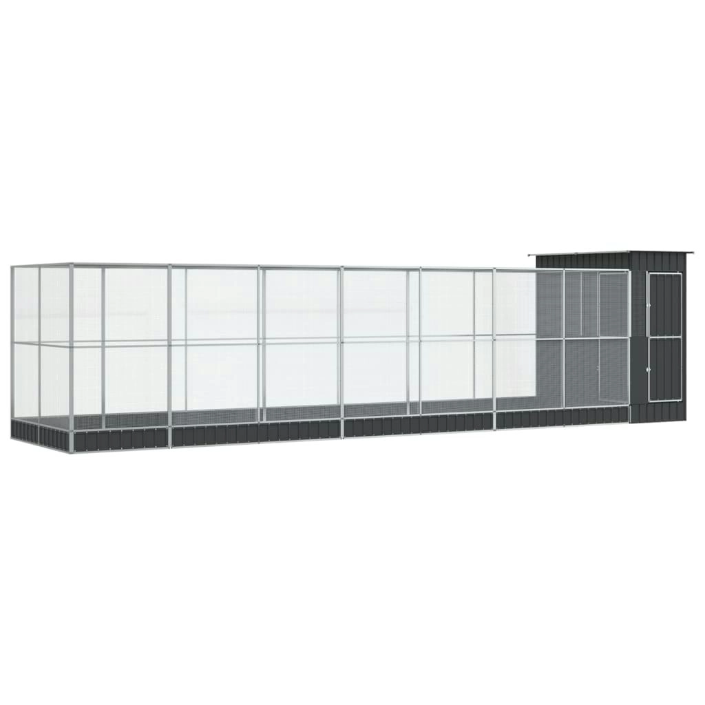 Aviary with Extension Silver 830x203x216 cm Steel 3214260