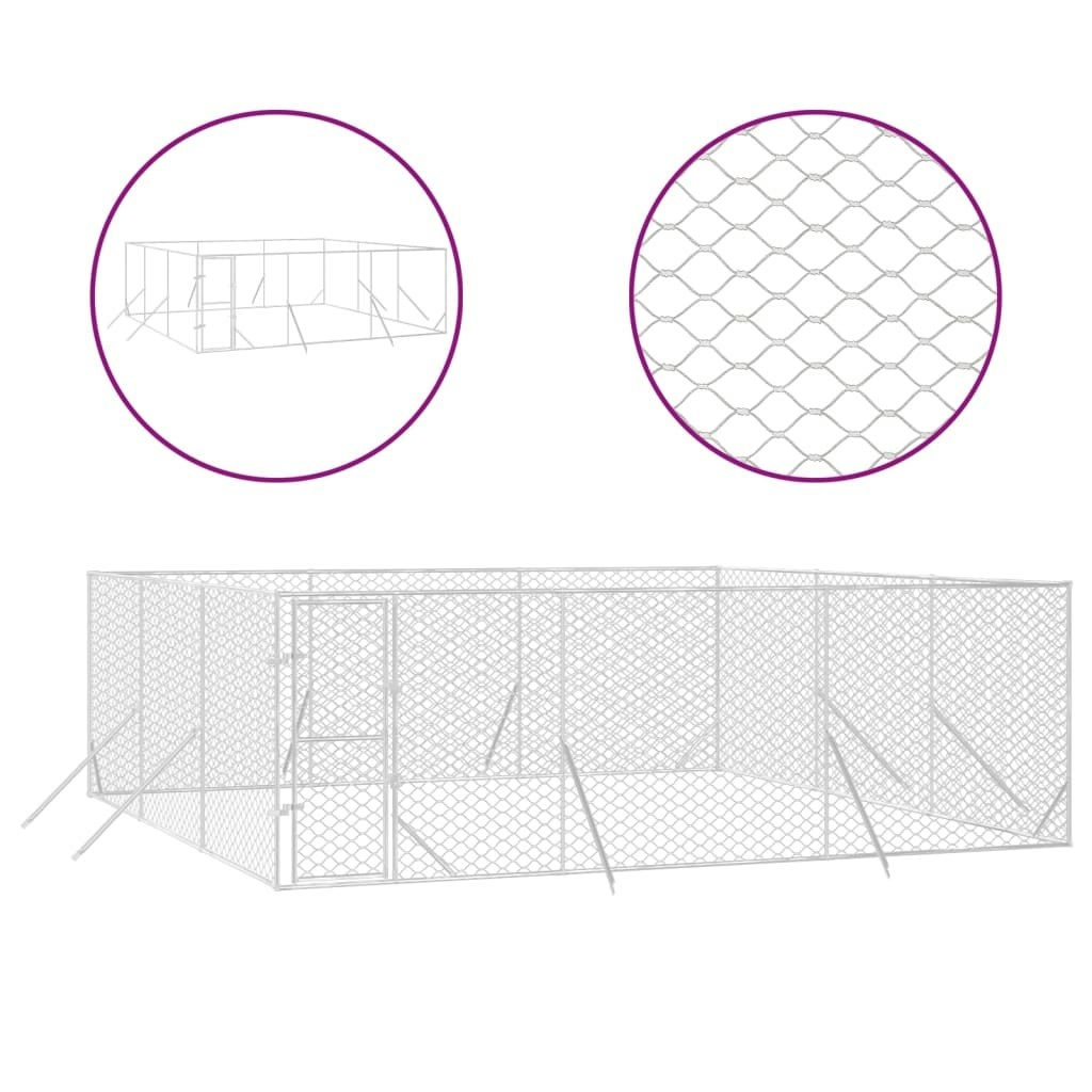 Outdoor Dog Kennel Silver 6x6x2 m Galvanised Steel 3190460