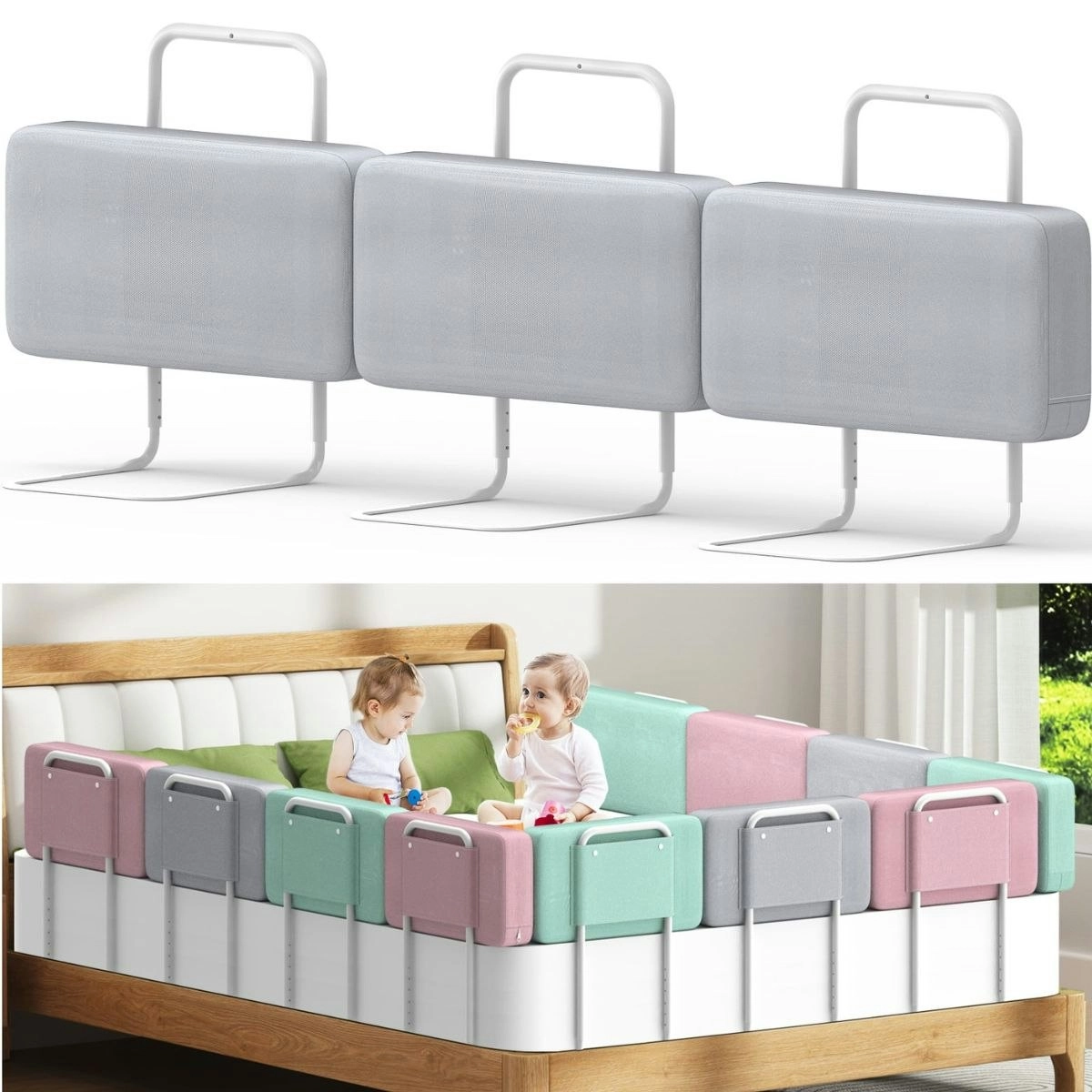 Toddly FoamGuard Toddler Bed Rail Adjustable Height, Soft & Easy Install