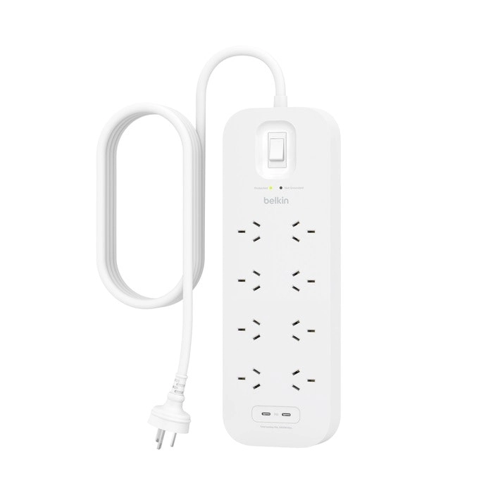 Belkin Connect 8-outlet Surge Protector With Dual Usb-c 30w - White