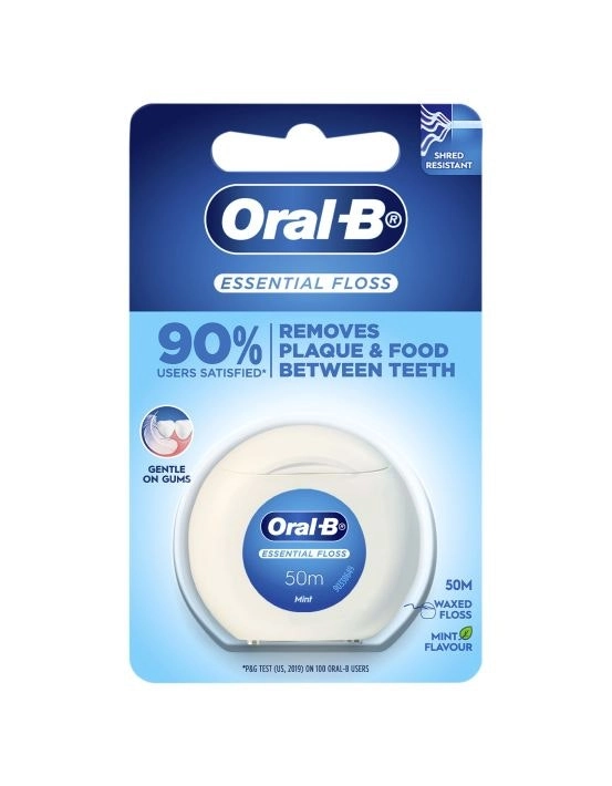 Oral B Essential Waxed Dental Floss Mint Flavour 50m