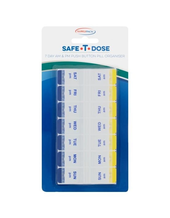 SurgiPack Safe-T-Dose AM/PM Pill Push Button Organiser