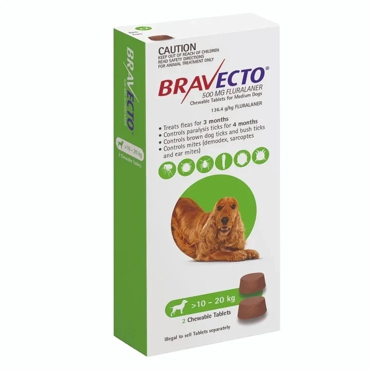 Bravecto Chews for Medium Dogs (Green) - SHORT DATED