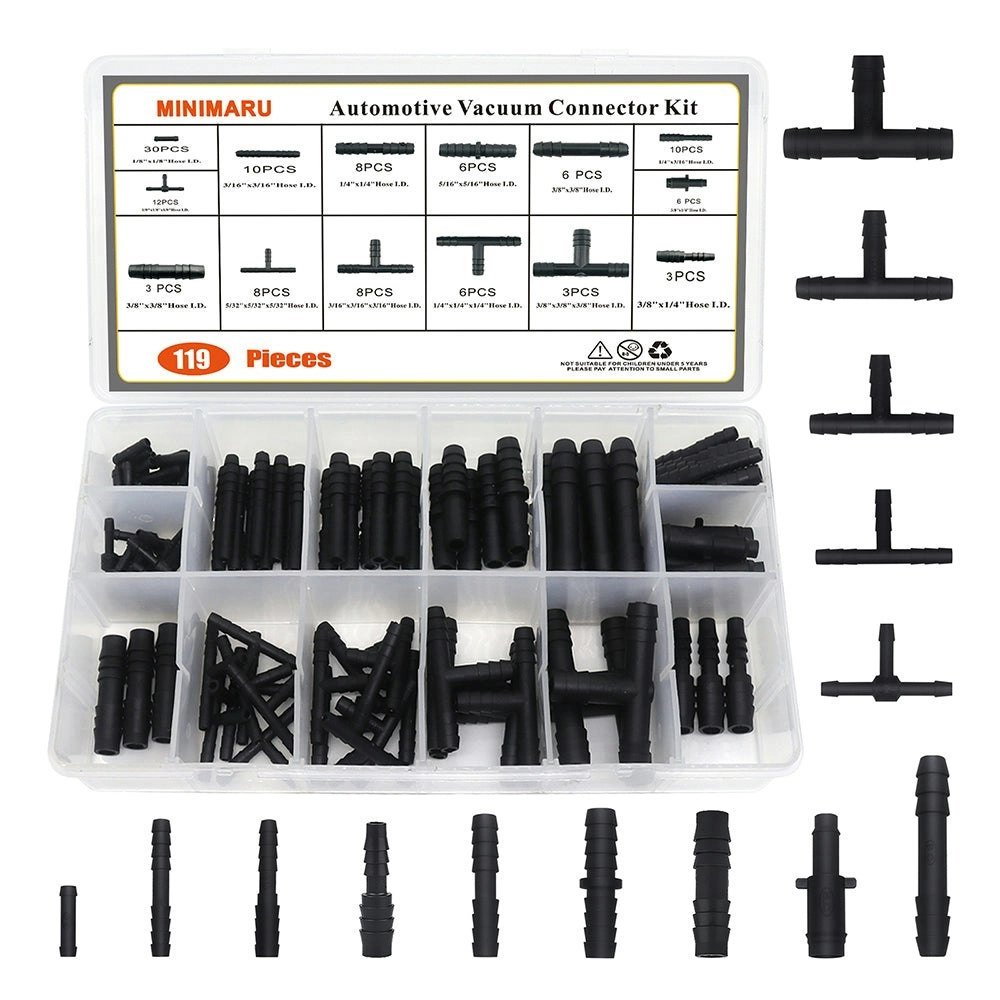 119PCS Heat Resistant 240℃ Nylon Connector Assortment Kit for Automotive Tubing