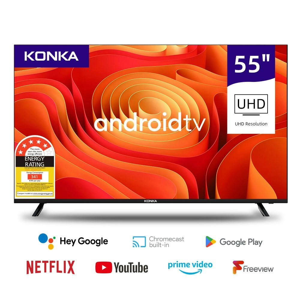 Konka Bezelless 55 inch UHD Android DVB-T2 TV with HBBTV, Youtube, Netflix etc