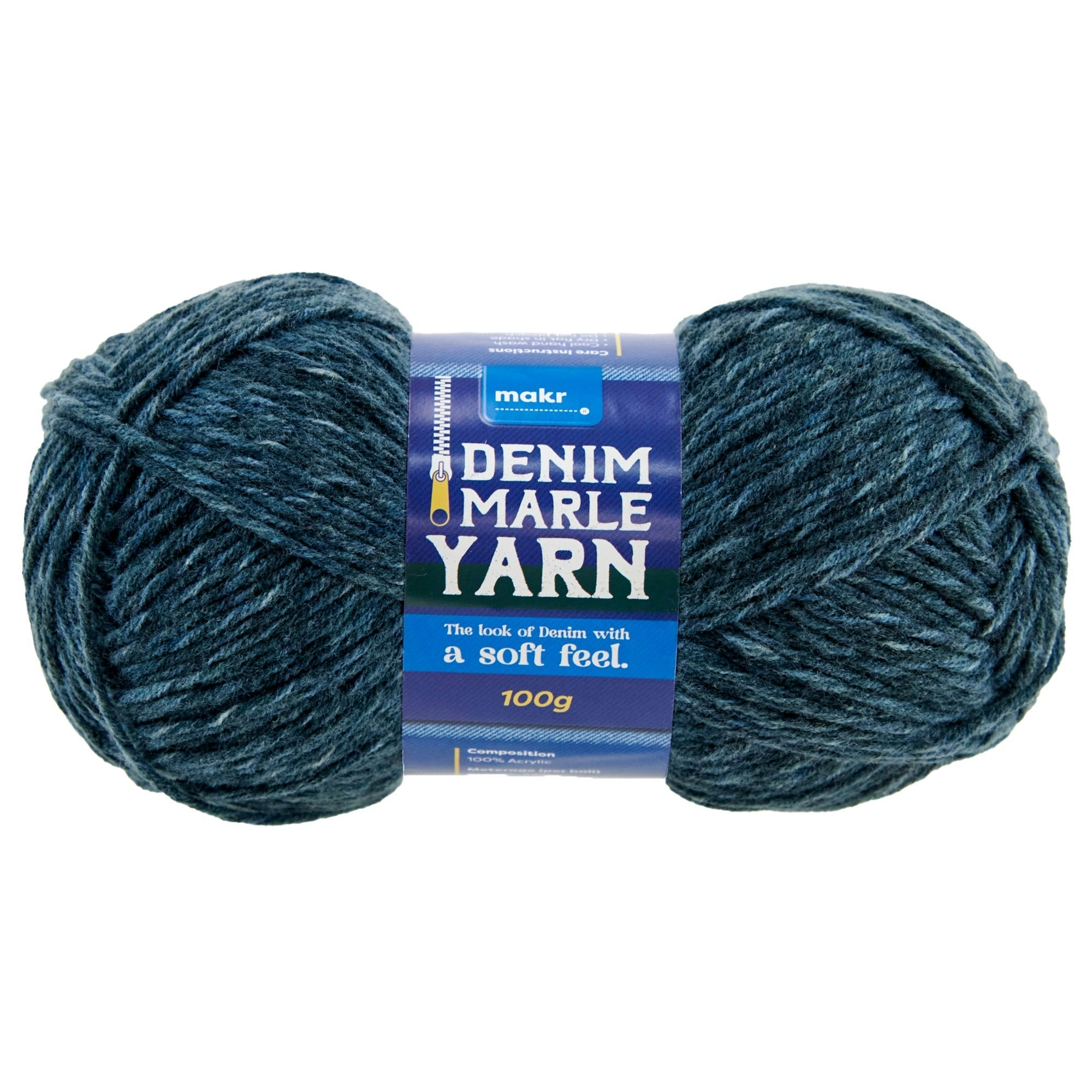 Makr Denim Marle Crochet & Knitting Yarn, 100g Acrylic Yarn